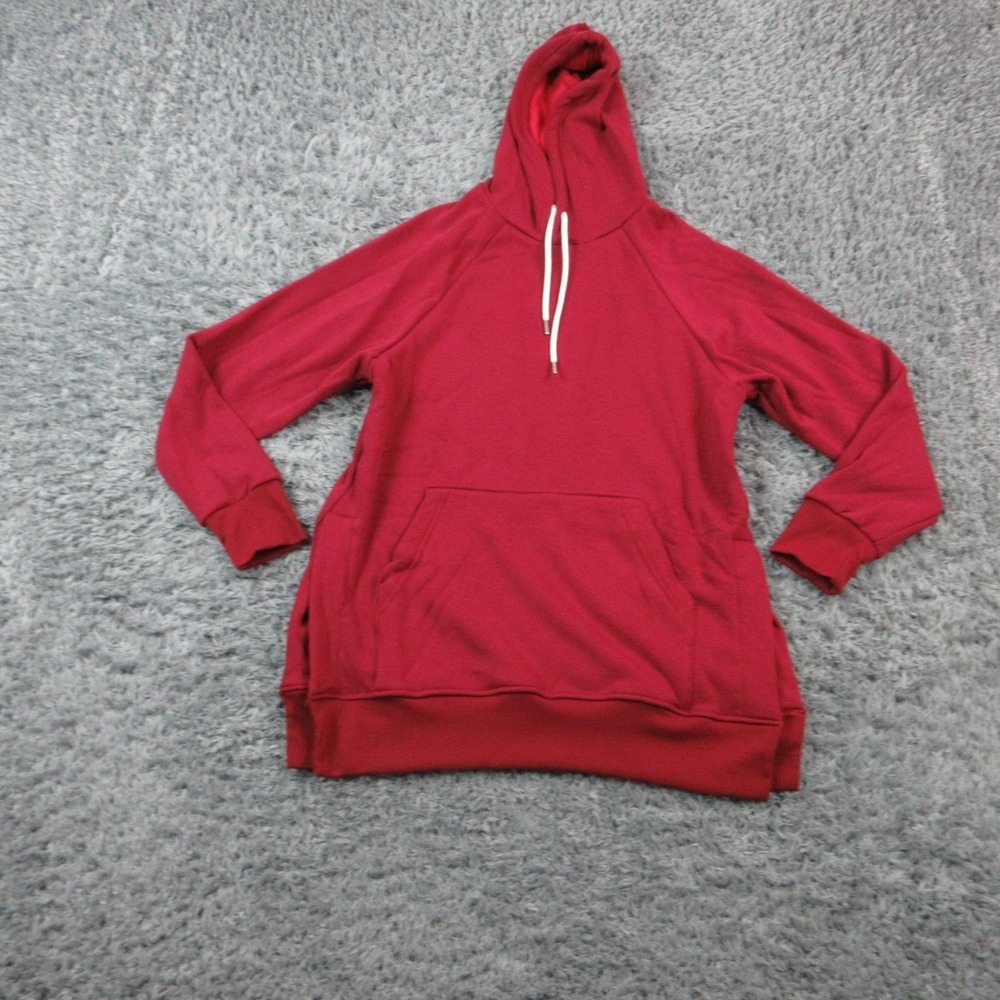 The WARMY Hoodie Sweatshirt Womens M Red Pullover Hooded Fleece Drawstring NWOT
